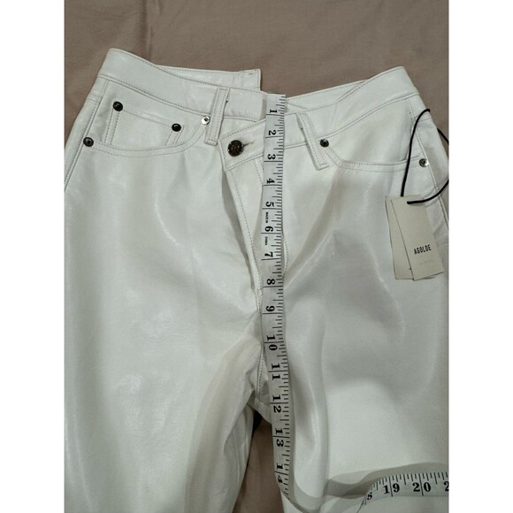 NWT AGOLDE Womens Sz 25 Lace White Leather Crisscross Waist Straight Pants Jeans - Picture 9 of 12